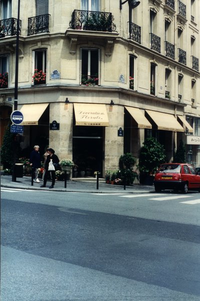 Rue parisienne avec voitures.